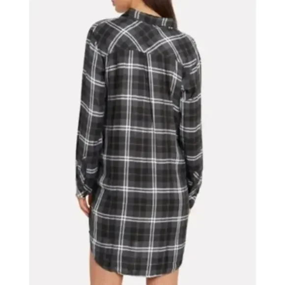 Rails Bianca Longsleeve Shirt Dress in Onyx Slate White size Small - Picture 2 of 8